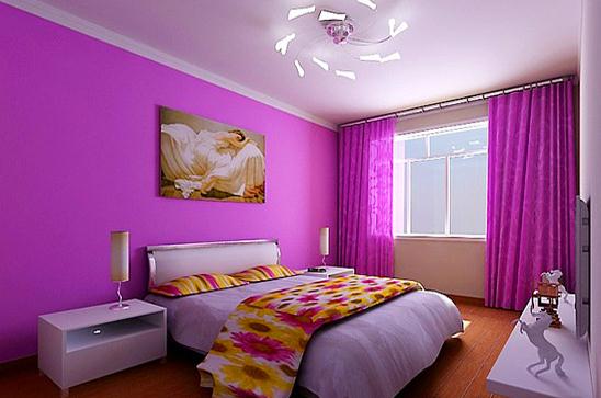東西朝向的房間在夏天的時候往往會被太陽烤得火熱，使用紫色既能夠減低熱度，又能夠保持暖意，也是一種不錯的墻面顏色。 