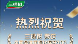 三棵樹入選“中國品牌國際化標桿100”  